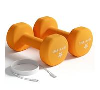 Yes4All Neoprene Dumbbells, Hand Weights Sets of 2, Convenient Type C Cable Included, 2-20 Lbs, Comfortable Grip for Confident Home Workout, Anti-Slip Neoprene Coating with Anti-Roll Hex Design, 15LB