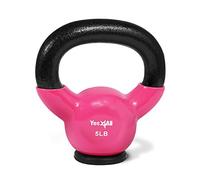 Yes4All SAT4 Vinyl Coated Cast Iron Kettlebell with Protective Rubber Base, Kettle Bell Weights Set - Multicolor Kettlebells, Pink, 2.2 kg