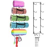 Yes4All Wall Mount Yoga Mat Rack 5 Holder, Hanging Wall Mats for Gym, Yoga Mat Holder Wall Mount for Yoga Accessories, Exercise Accessories