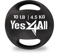 Yes4All Weighted Medicine Ball 10LB with Anti-Slip Dual Handles for Workout, Core Strength Exercises, Balance Training, and Throwing