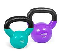 Yes4All XVWR Vinyl Coated Cast Iron Kettlebell, Kettle Bell Weights Set - Multicolor Kettlebells, Set of 4.5 + 6.8 kg