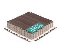 Yes4All YJ9A Interlocking Exercise Foam Mats - Cover 24, 48 & 120 SqFt (Multi-Color) (H. 24 Square Feet (12 Tiles) - Dark Walnut Wood)