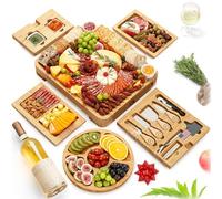 YES4QUALITY Charcuterie Boards Premium Gift Set - 23 Pieces, Bamboo - Large Cheese Board Plus Fruit Tray for Christmas Party, Birthday Present, Housewarming, Engagement or Wedding Shower Gift