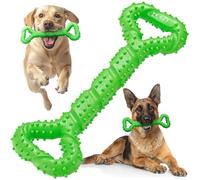 YES4QUALITY Dog Chew Toy - Durable Chew Bone for Medium & Large Dogs - 33 cm, Green - Tough Rubber Tug-of-War Bone Pet Toy for Aggressive Chewers - Bumpy Design for Puppy Teething