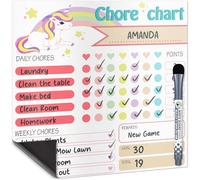 Yes4Quality - Magnetic Dry Erase Chore Chart - 25x25 cm, Rainbow Pink - Behaviour Chart for Multiple Kids - Family Weekly & Daily Chores Checklist - Stain Resistant Board with Magnetic Marker