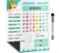Yes4Quality - Magnetic Dry Erase Chore Chart - 28x23 cm, Giraffe Green - Behaviour Chart for Multiple Kids - Family Weekly & Daily Chores Checklist - Stain Resistant Board with Magnetic Marker
