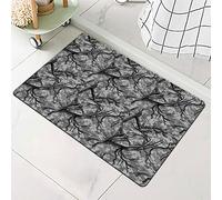 Yesad Bath Mat Rug-Black Camo Pattern Rubber Non Slip Quick Dry Super Absorbent Thin Bathroom Rugs Fit Under Door Washable Bathroom Floor Mats-Shower Rug for in Front of Bathtub,Shower Room,Sink