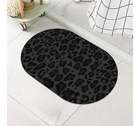 Yesad Bath Mat Rug-Black Leopard Pattern Rubber Non Slip Quick Dry Super Absorbent Thin Bathroom Rugs Fit Under Door Washable Bathroom Floor Mats-Shower Rug for in Front of Bathtub,Shower Room,Sink