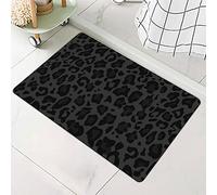 Yesad Bath Mat Rug-Black Leopard Pattern Rubber Non Slip Quick Dry Super Absorbent Thin Bathroom Rugs Fit Under Door Washable Bathroom Floor Mats-Shower Rug for in Front of Bathtub,Shower Room,Sink