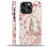 Yesad Case Compatible with iPhone 14 Pro Max, Cute Dual Layer Hybrid Phone Cover, Military Grade Drop Protection, Aesthetic Shockproof Phone Case for Women Girls, Pink Virgin Mary Collage