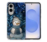 Yesad Case Compatible with Samsung Galaxy S25 Edge, Hybrid 2-Layer, Military-Grade Protection Durable Shockproof Anti-Scratch Phone Case, Stained Glass Winter Snowman