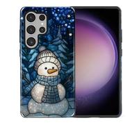 Yesad Case Compatible with Samsung Galaxy S25 Ultra, Hybrid 2-Layer, Military-Grade Protection Durable Shockproof Anti-Scratch Phone Case, Stained Glass Winter Snowman