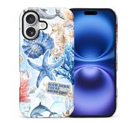 Yesad Case for iPhone 17, Hybrid 2-Layer Case, Shockproof Military-Grade Protection Durable Anti-Scratch Phone Case for Woman Man Boy Girl, Ocean Life Collage
