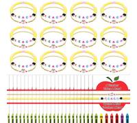 yesaior 24Pcs Teacher Appreciation Gifts Teacher Charm Bracelets Clay Heishi Beaded Bracelets for Women Graduation End of Year Thank You Gifts Christmas Gifts for Teachers