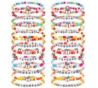 yesaior 24Pcs Teacher Bracelets Bulk for Women, Teacher Appreciation Gifts Teacher Thank You Gifts Stackable Beaded Stretchy Bracelet for Teachers, Medium, Plastic, acrylic