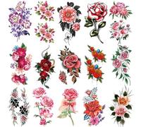 Yesallwas 15 Sheets Flower Temporary Tattoos For Women Girls - Waterproof Realistic Sexy Rose Fake Tattoos for Women Body Art Arm Neck Hands