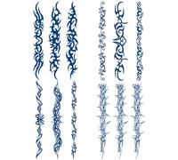 Yesallwas 4 Sheets Semi Permanent barb wire Temporary Tattoos for Women and Men 2 Weeks Long-lasting Realistic Waterproof Tribal Tattoo Stickers Hand Fake Tattoos Art for Adult