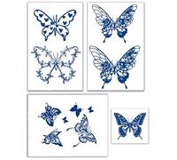Yesallwas 4 Sheets Semi Permanent Butterfly Temporary Tattoos for Women and Men 2 Weeks Long-lasting Realistic Waterproof Tattoo Stickers Hand Fake Tattoos Art