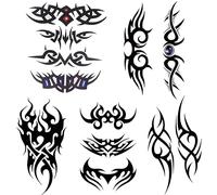 Yesallwas 5 Sheets Mix Tribal fake Tattoos Large Temporary Tattoo Blue Black Tribal Pattern Tattoo Body Sticker for Men Women