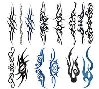 Yesallwas 6 Sheets Mix Tribal fake Tattoos Small Temporary Tattoo Blue Black Tribal Tattoo Body Sticker for Men Women 6x10.5cm/2.36x4.13inches (LxW)