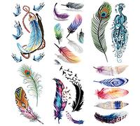 Yesallwas 6 Sheets Small Feather Temporary Tattoo Sticker Fake Tattoos for Women Girls Models,Waterproof Long Lasting Body Art Makeup Sexy Realistic Arm Tattoos