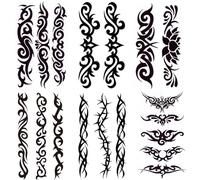 Yesallwas 6 Sheets Tribal fake Tattoos Small Temporary Tattoo Black Tribal Tattoo Body Sticker for Men Women 6x10.5cm/2.36x4.13inches (LxW)