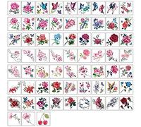 Yesallwas 66 Pcs Temporary Flower Tattoos Stickers Rose Peony Butterflies Blossoms Flash Tattoo for Kids Girls Teens