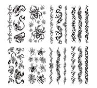 Yesallwas 8 Sheets Tribal Tattoos Spider Tattoos Dragon Temporary Tattoo Black Totem Pattern Tattoo Sticker for Men Women 3.54X7.48 inches (LXW)