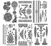 Yesallwas Black Lace Temporary Tattoos Stickers 6 Sheets Fake Black Temporary Tattoo for Women Sexy Tatoo-5.9x8.26inches (LxW)