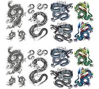 Yesallwas Temporary Tattoo Dragon for Men,(8 Sheets), Waterproof Long Lasting Fake Tattoos Stickers for Arms Shoulders Chest & Back- Biker Tattoos 9cmx19cm/3.54x7.48inches(LxW)