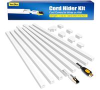 YesBes 116in Cord Hider Kit, Cord Covers for Wires on Wall, Paintable Cable Raceway, Wire Covers for Cords, W0.59in X H0.4in, White