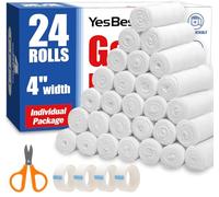YesBes Pack of 24 Gauze Rolls, 4" x 13ft Premium Gauze Roll for Wounds, Rolled Bandages, Mummy Wraps, Individually Wrapped