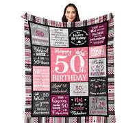 Yesbird 50th Birthday Gifts for Women Blanket 150x130CM, 50th Birthday Decorations/Ideas, Happy Birthday Gifts for 50 Year Old Woman, 1975 Birthday Gifts for Women Throw