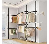 Yesbon Adjustable Clothes Rack, Floor to Ceiling Closet Garment Hanger Free Standing Telescopic Clothing Hanging Rod Shelf Storage Organizer Display Stand for Home Retail Use,Black,B