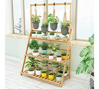 Yesbon Folding Plant Stand, Bamboo Flower Pot Stand Shelf Flower Pot Organizer Storage Rack Multi Layer Plants Ladder Display Potted Holder Storage Rack for Indoor Outdoor,62 * 35 * 128 cm