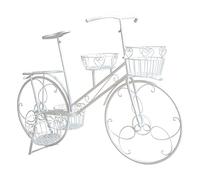 Yesbon Plant Stand Flower Pot Cart Holder Bicycle Holder Wrought Iron Planter Display Rack with 4 Baskets Outdoor Garden Plant Holder for Home Deck Garden Patio,White