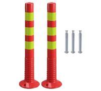 Yesbon Traffic Delineator Posts Parking Bollard Flexible Parking Barriers Durable Driveway Bollard Post Pole with Reflective Bands and Screws for Driveway Parking Barrier Sign,2 Pack,70cm
