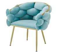 Yesbon Velvet Accent Chair for Bedroom, Luxury Fluffy Velvet Upholstered Armchair Modern Makeup Accent Chair with golden Metal Legs Leisure Armchair for Living Room/Cafe/Vanity,Blue