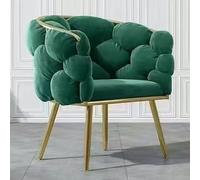 Yesbon Velvet Accent Chair for Bedroom, Luxury Fluffy Velvet Upholstered Armchair Modern Makeup Accent Chair with golden Metal Legs Leisure Armchair for Living Room/Cafe/Vanity,Green