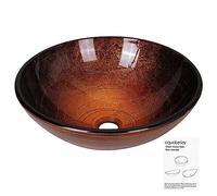 Yescom Artistic Tempered Glass Vessel Sink Bathroom Lavatory Round Bowl Pattern Basin by Yescom