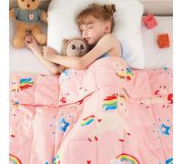 yescool 3lb Heavy Blanket, Rainbow Pink Unicorn Heavy Blanket for Sleeping, Breathable Heavy Blanket for 9-40 lbs, 36 x 48 inches
