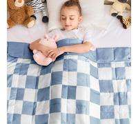 yescool Blue Checkered Weighted Blanket 10 Pounds Plaid Weighted Throw Blanket, Twin Heavy Blanket, Tartan Bed Throw Blanket Gift for 80-110lbs, 40"x60"