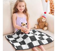 yescool Cooling Weighted Blanket 2lbs, Small Checkered Weighted Blanket, Black Weighted Blanket for Travel, Indoor & Outdoor, 20"x30"