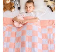 yescool Pink Checkered Weighted Blanket 7 Pounds Plaid Weighted Throw Blanket, Heavy Blanket for Sleeping, Tartan Bed Throw Blanket Gift for 60-80lbs, 40"x60"