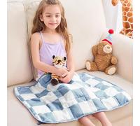 yescool Weighted Lap Blanket 2 Pounds Cooling Weighted Lap Pad, Plaid Small Weighted Blanket, Blue Weighted Throw Blanket for Travel Indoor Outdoor, 20"x30"