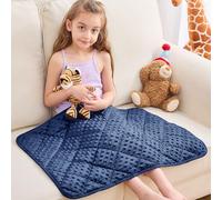yescool Weighted Lap Pad 2 lb Blue Small Lap Blanket, Weighted Lap Blanket Cooling Heating Weighted Throw Blankets, Minky Blankets Gifts for Travel Outdoor Indoor, 20 * 30in