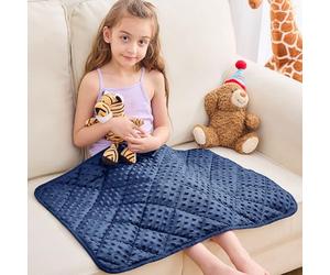 yescool Weighted Lap Pad 2 lb Blue Small Lap Blanket, Weighted Lap Blanket Cooling Heating Weighted Throw Blankets, Minky Blankets Gifts for Travel Outdoor Indoor, 20 * 30in