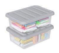 Yesdate 2 Pcs 16 L Clear Stackable Latch Bins, Plastic Storage Box with Gray Lid