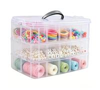Yesdate 3-Tier Stackable Storage Container Box with Dividers-30 Compartments, Bead Organizers with Latch Lid for Art Craft Storage, Washi Tape, Ornaments, Jewelry, Beauty & Sewing Supplies