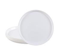 Yesdate 6 Pack Plastic Round Food Service Tray, 13.5-Inch Restaurant Serving Trays, White